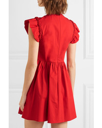 REDVALENTINO Braided Cotton Blend Poplin Mini Dress