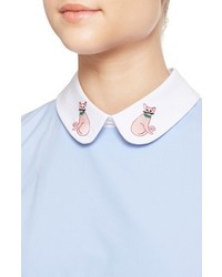 Vivetta Azzurra Embroidered Collar Ruffle Hem Dress