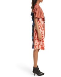 Diane von Furstenberg Mix Print Silk Ruffle Dress