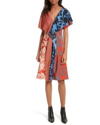 Diane von Furstenberg Mix Print Silk Ruffle Dress
