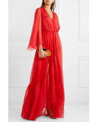 Rasario Ruffled Silk Chiffon Gown