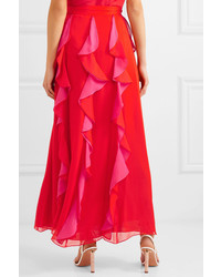 Diane von Furstenberg Salona Ruffled Silk Chiffon Wrap Skirt