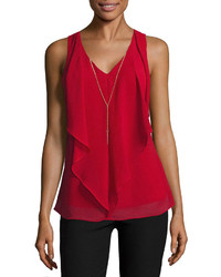 By And By Bybysleeveless Ruffle Front V Neckblouse Juniors