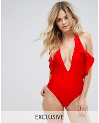 Wolfwhistle Wolf Whistle Ruffle Halter Neck Swimsuit B F Cup