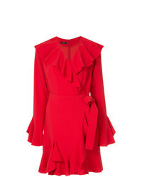 Red Ruffle Wrap Dress
