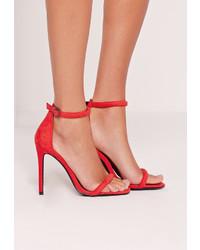 Missguided Rounded Strap Barely There Sandal Red