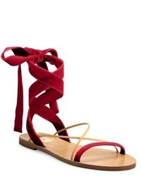 Valentino Garavani Velvet Ankle Wrap Sandals