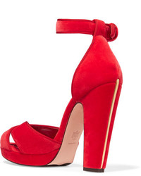 Alexander McQueen Velvet Platform Sandals Crimson