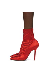 Vetements Red Satin Ankle Boots