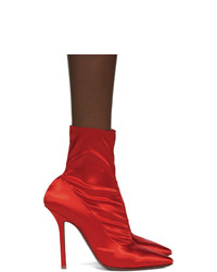 Vetements Red Satin Ankle Boots