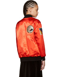 Saint Laurent Red Boule Teddy Bomber Jacket