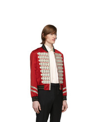 Saint Laurent Red Satin Vintage Teddy Bomber Jacket