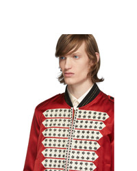 Saint Laurent Red Satin Vintage Teddy Bomber Jacket