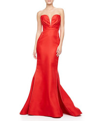 J. Mendel Strapless Bustier Gown Siren Red