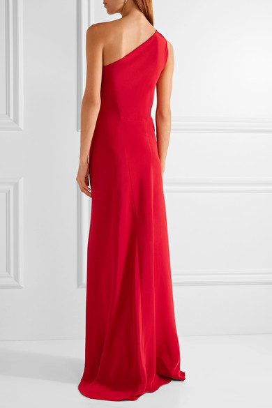 Juan Carlos Obando Josefina One Shoulder Silk Satin Gown Red, $2,895 | NET-A-PORTER.COM | Lookastic