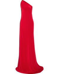 Juan Carlos Obando Josefina One Shoulder Silk Satin Gown Red