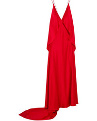 Michl Lo Sordo Spider Open Back Silk Satin Gown Red