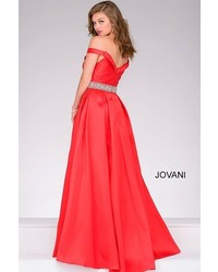 Jovani Off The Shoulder Satin Prom Ballgown 45135