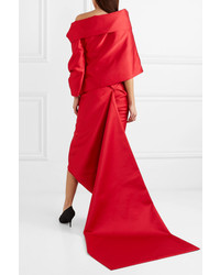 Balenciaga One Shoulder Draped Duchesse Satin Gown
