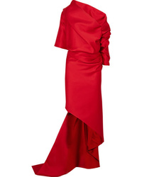 Balenciaga One Shoulder Draped Duchesse Satin Gown