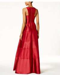 Adrianna Papell Satin Paneled Racerback Gown
