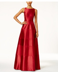 Adrianna Papell Satin Paneled Racerback Gown