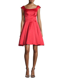 Red Satin Fit and Flare Dress