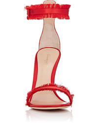 Gianvito Rossi Fringed Caribe Satin Ankle Strap Sandals