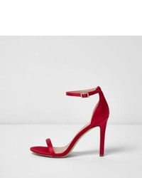 River Island Red Barely There Heeled Sandals