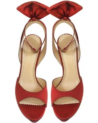 Charlotte Olympia Wallace Red Silk Satin Platform Sandal