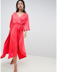 ASOS DESIGN Jumpsuit With Wrap Front And Hanky Hem In Satin