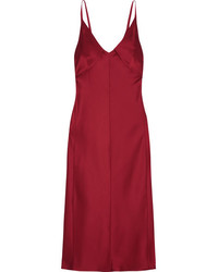 Red Satin Midi Dress
