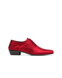 Red Satin Oxford Shoes