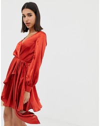 ASOS DESIGN Mini Dress In Satin With Flippy Skirt