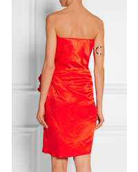 Lanvin Strapless Duchesse Satin Dress Red
