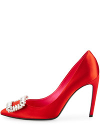 Roger Vivier Sexy Choc Crystal Buckle Pump Red