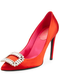 Roger Vivier Sexy Choc Crystal Buckle Pump Red