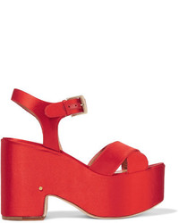 Laurence Dacade Helissa Satin Platform Sandals Red
