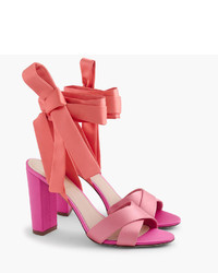 J.Crew Satin Colorblock Sandals With Ankle Wraps