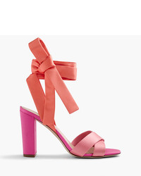 J.Crew Satin Colorblock Sandals With Ankle Wraps