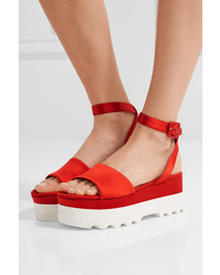 Miu Miu Satin Platform Sandals Red