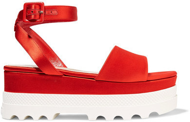 Miu Miu Satin Platform Sandals Red 