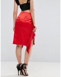 Asos Satin Midi Skirt With Thigh Split