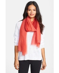 Eileen Fisher Ombre Featherweight Wool Scarf Red Lory One Size