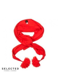 Selected Luka Knitted Scarf Poppy Red
