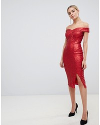 Red Sequin Bodycon Dress