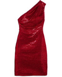 Haney Valentina One Shoulder Sequined Stretch Tulle Mini Dress
