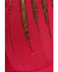 Herve Leger Herv Lger Bettina Embellished Bandage Gown Red