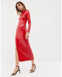Warehouse X Ashish Sequin Maxi Dress In Red