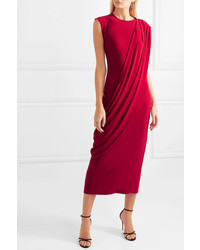 Norma Kamali Asymmetric Draped Stretch Jersey Midi Dress